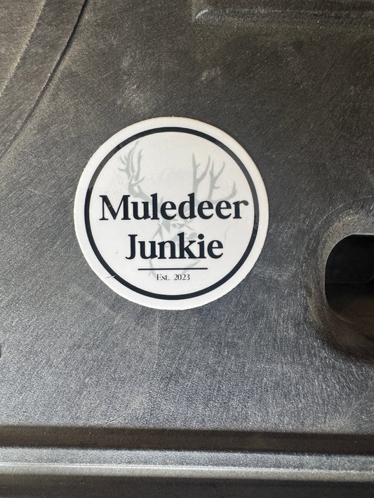 Mule Deer Junkie Round Logo Sticker