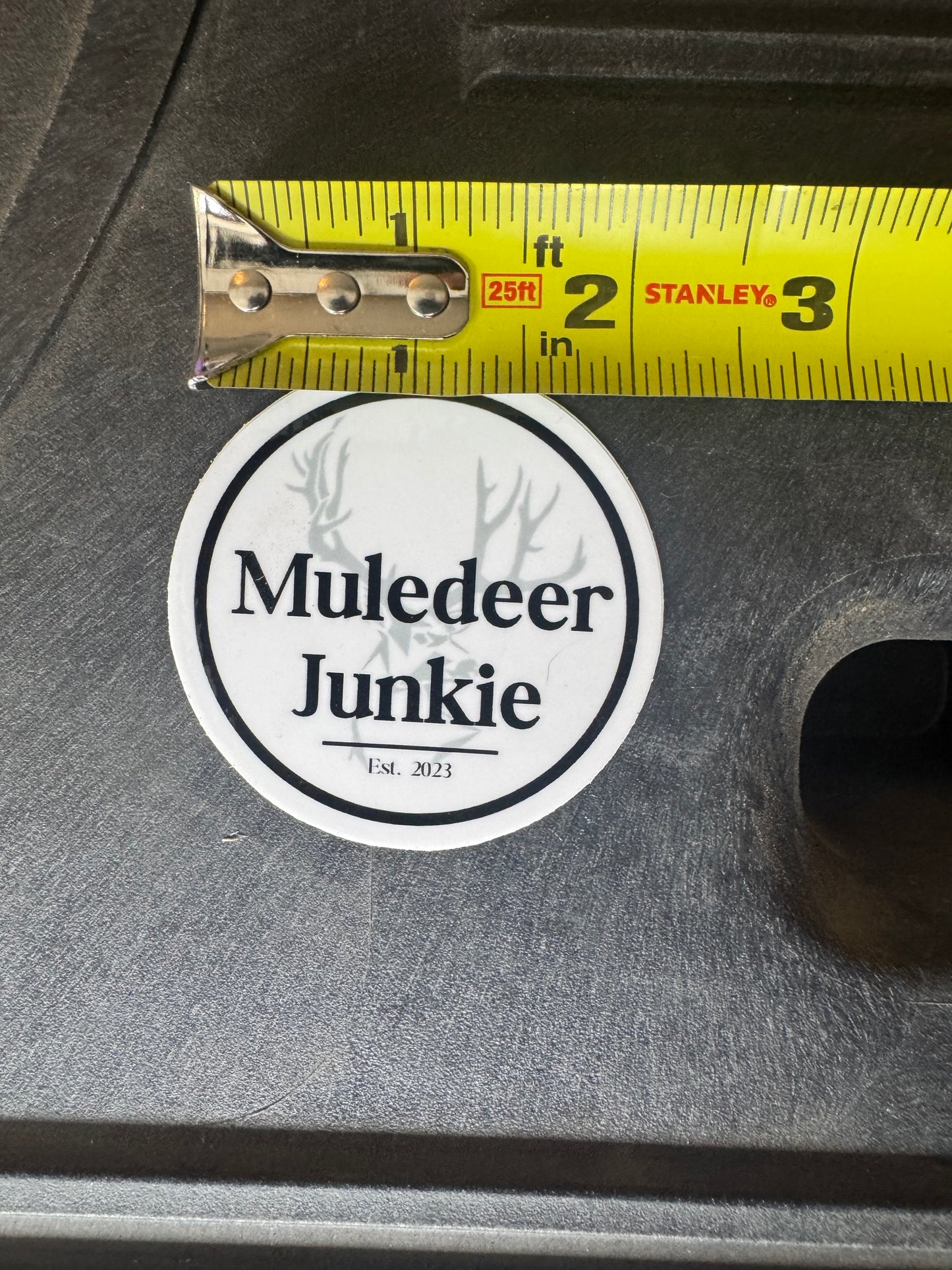 Mule Deer Junkie Round Logo Sticker