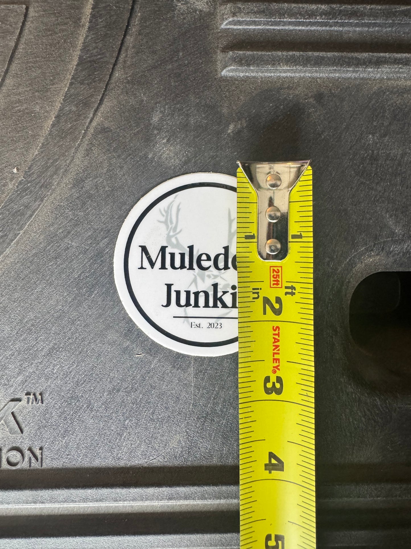 Mule Deer Junkie Round Logo Sticker