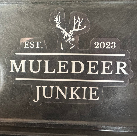 Mule Deer Junkie Logo Sticker (6" x 4.25")